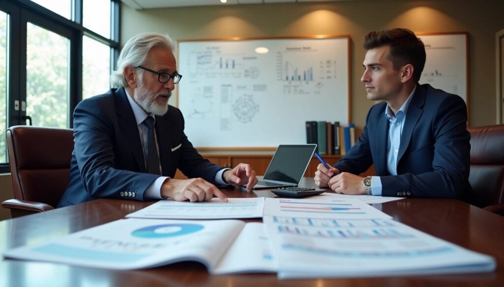 Attorney consulting with financial expert witness for early case assessment of economic damages